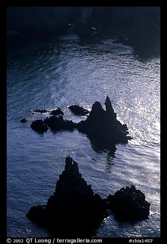 Rocks and ocean, Cathedral Cove,  Anacapa, late afternoon. Channel Islands National Park, California, USA.