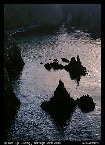 Rocks and ocean, Cathedral Cove,  Anacapa, late afternoon. Channel Islands National Park (color)