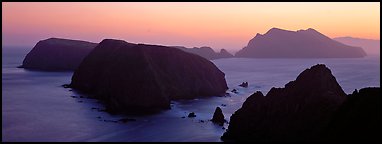 Chain of islands at sunset, Anacapa Island. Channel Islands National Park (Panoramic color)