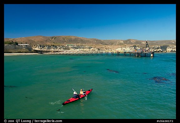 Kayakers in Bechers Bay, Santa Rosa Island. Channel Islands National Park (color)