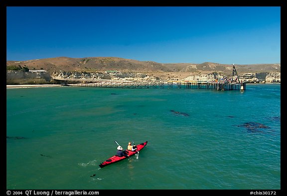Kayakers in Bechers Bay, Santa Rosa Island. Channel Islands National Park (color)