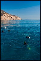 Scuba diving near Santa Cruz Island. Channel Islands National Park, California, USA. (color)