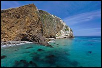 Turquoise waters with kelp, Scorpion Anchorage, Santa Cruz Island. Channel Islands National Park, California, USA.