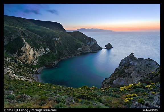 Twilight, Potato Harbor, Santa Cruz Island. Channel Islands National Park, California, USA.