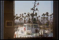 National Park Service boat, visitor center window reflexion. Channel Islands National Park ( color)