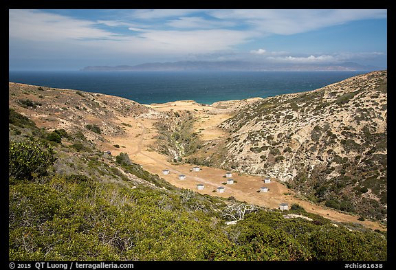 Campground wind shelters, Santa Rosa Island. Channel Islands National Park (color)