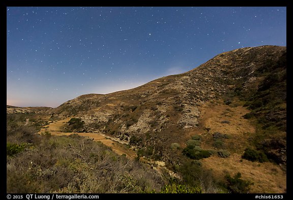 Cherry Canyon at night, Santa Rosa Island. Channel Islands National Park, California, USA.