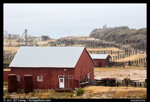 Barns and corrals, Vail and Vickers Ranch, Santa Rosa Island. Channel Islands National Park (color)
