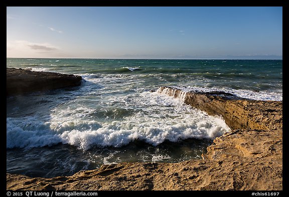 Wave action near the mouth of Lobo Canyon, Santa Rosa Island. Channel Islands National Park (color)