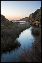 Wetland at he bottom of Water Canyon, and Ocean, sunrise, Santa Rosa Island. Channel Islands National Park ( color)