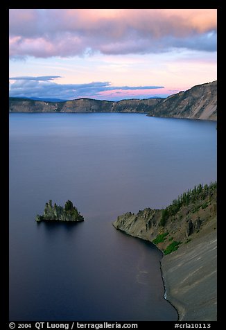 Phantom Ship and Chaski Bay at sunset. Crater Lake National Park (color)