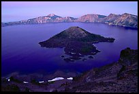 Wizard Island and Lake at dusk. Crater Lake National Park, Oregon, USA. (color)