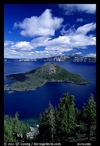 Lake and Wizard Island, afternoon. Crater Lake National Park (color)