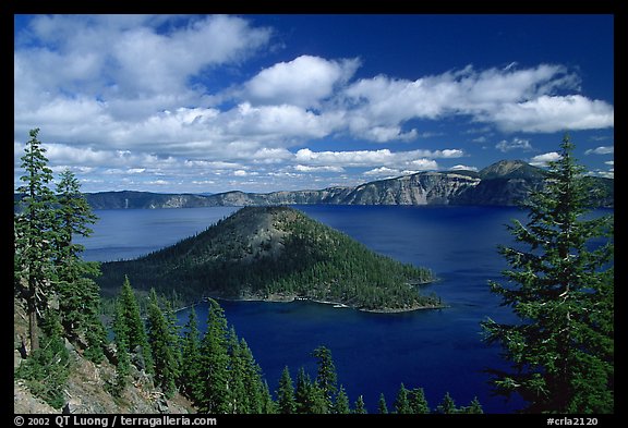 Lake and Wizard Island, afternoon. Crater Lake National Park (color)