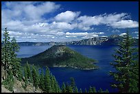 Lake and Wizard Island, afternoon. Crater Lake National Park, Oregon, USA.