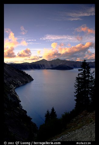 View towards  West from Sun Notch, sunset. Crater Lake National Park (color)