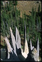 Needle-like formations of rock. Crater Lake National Park, Oregon, USA.