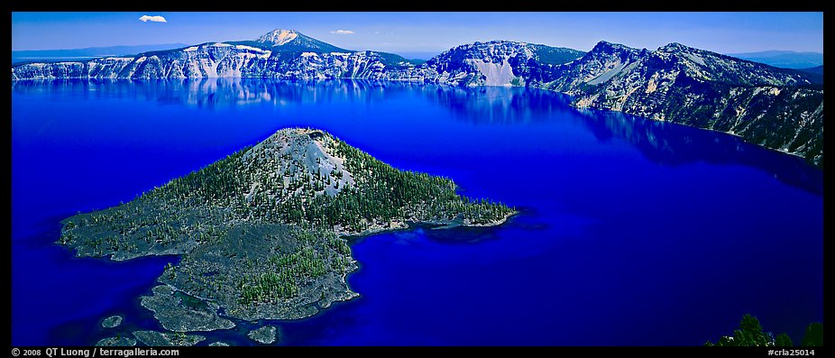 Blue lake and Wizard Island, morning. Crater Lake National Park (color)