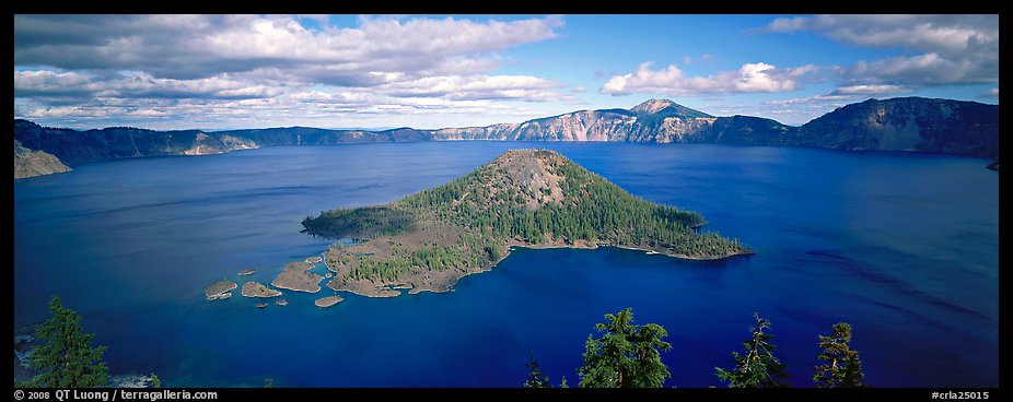 Lake and Wizard Island, afternoon. Crater Lake National Park (color)