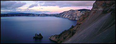 Lake and cliffs, evening. Crater Lake National Park (Panoramic color)