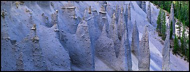 Group of fossilized steam vents. Crater Lake National Park (Panoramic color)