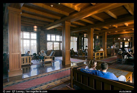 Main lobby of Crater Lake Lodge. Crater Lake National Park, Oregon, USA.