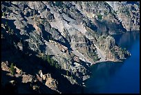 Volcanic cliffs below Hillman Peak, afternoon. Crater Lake National Park, Oregon, USA. (color)