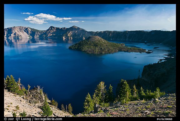 Wizard Island, Mount Scott, and Crater Lake. Crater Lake National Park (color)