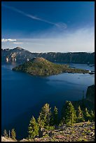 Wizard Island, Crater Lake, and Mount Scott. Crater Lake National Park, Oregon, USA.