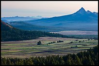 Meadows and Mt Bailey in the distance. Crater Lake National Park, Oregon, USA. (color)