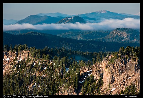 Lake rim and forest, and hills. Crater Lake National Park (color)