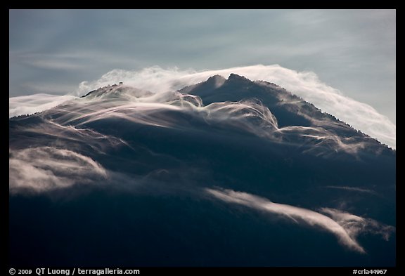 Cloudcap over backlit Mt Scott summit. Crater Lake National Park (color)