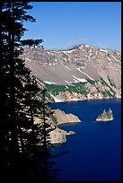 Phantom ship and Garfield Peak. Crater Lake National Park, Oregon, USA.