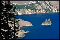 Island called Phantom Ship and crater walls. Crater Lake National Park, Oregon, USA. (color)