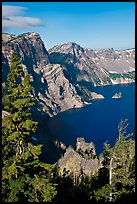 Dutton Cliff and lake. Crater Lake National Park, Oregon, USA. (color)