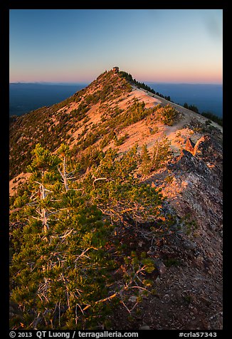 Mount Scott summit and fire lookout at sunset. Crater Lake National Park (color)