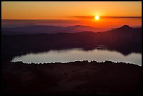 Crater Lake with setting sun from Mount Scott. Crater Lake National Park ( color)