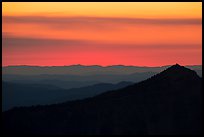 Llao Rock, and mountain ridges at sunset. Crater Lake National Park ( color)