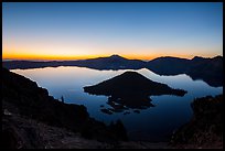 Wizard Island and Crater Lake at dawn. Crater Lake National Park ( color)