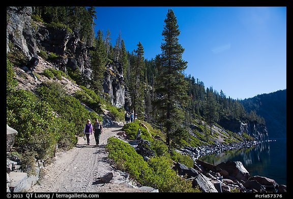 Hiking Cleetwood Cove trail. Crater Lake National Park (color)