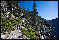 Hiking Cleetwood Cove trail. Crater Lake National Park, Oregon, USA.