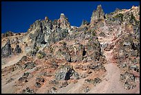 Tall volcanic dikes. Crater Lake National Park ( color)