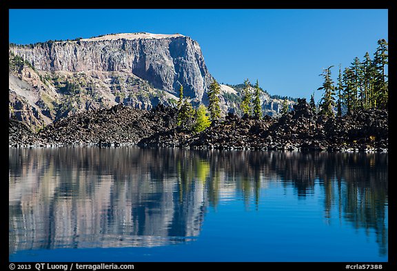 Lava rock on Wizard Islannd and Llao Rock. Crater Lake National Park (color)