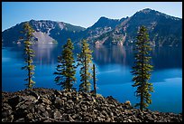 Hardened lava flow, Governors Bay, and Garfield Peak from Wizard Island. Crater Lake National Park ( color)