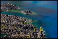 Shoreline of Wizard Island seen from top of cinder cone. Crater Lake National Park ( color)