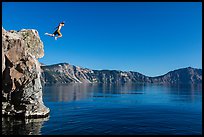 Twenty-five foot jump into more than eighty feet of water. Crater Lake National Park ( color)