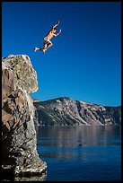 Cliff jumping, Cleetwood Cove. Crater Lake National Park ( color)
