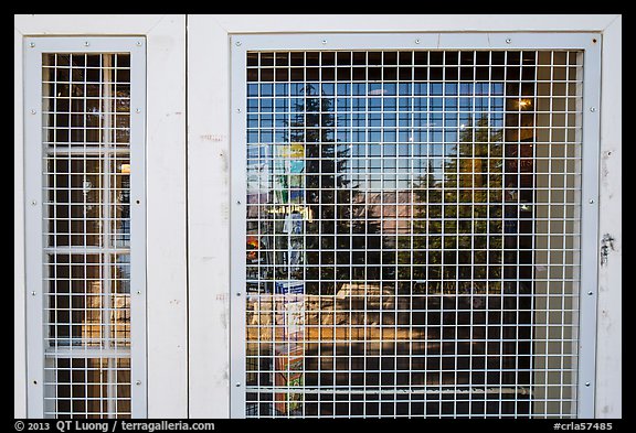 Crater lake Caldera, Rim Village Visitor Center window reflexion. Crater Lake National Park (color)