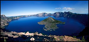 Crater Lake and Wizard Island. Crater Lake National Park (Panoramic color)