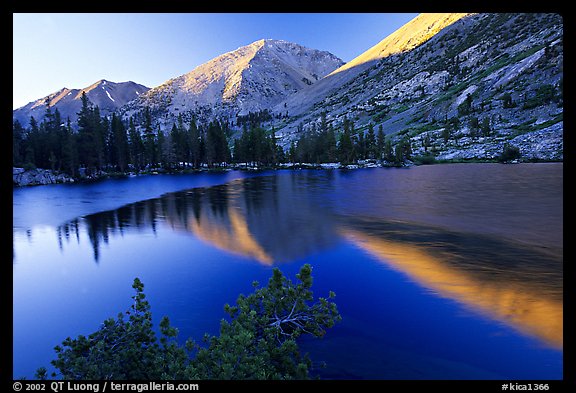 Reflections on lake at sunset. Kings Canyon National Park, California, USA.